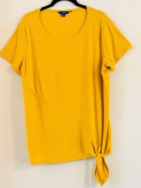Apt. 9 Buttercup Yellow Short Sleeve Side Tie  Tee Size XL